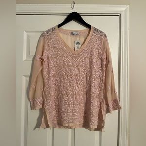 Jayshree Dalal. Women’s Top. Crepe. India. Hand Embroidered. Size Small. NWT.